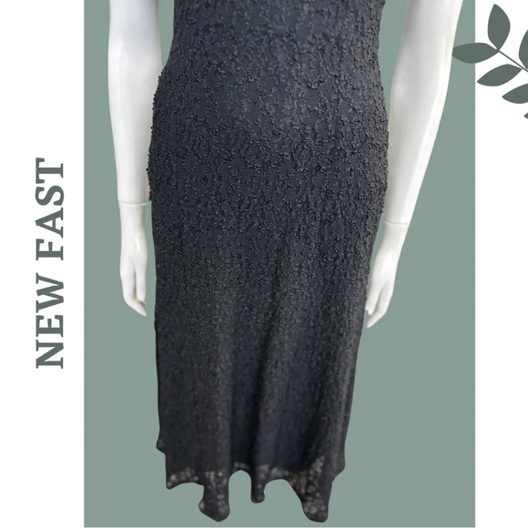 Stretch Lace Black Dress Lined  Cap Sleeve size 10 - Picture 4 of 10